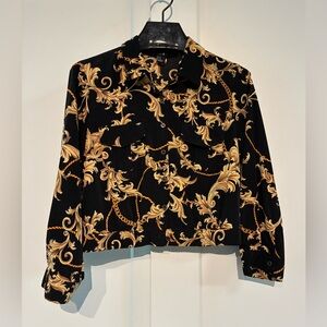 Forever 21 ✨ M Black & Gold Baroque Print Shirt 🖤